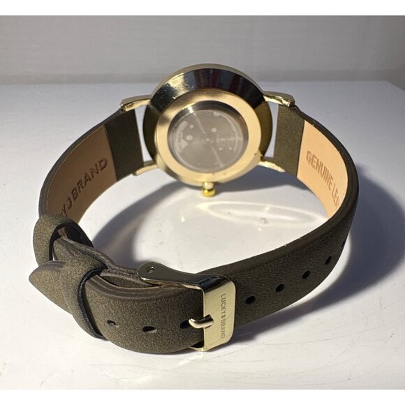 Lucky Brand Watch Womens Leather Strap Analog Watch Gold Dial Gift Box Like New - Picture 3 of 8
